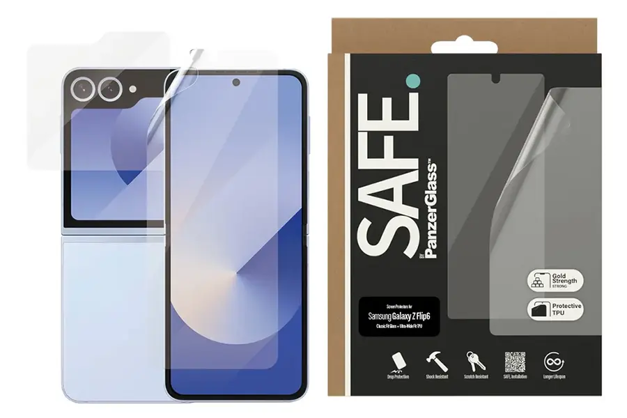 Zestaw folia Ultra-Wide Fit TPU + szkło Classic Fit Glass Safe. by PanzerGlass do Samsung Galaxy Z Flip6